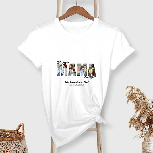 MAMA Buchstaben Fotos T-Shirt personalisiert – Gutvibes
